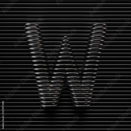 Obraz na płótnie Black wire font Letter W 3D w salonie