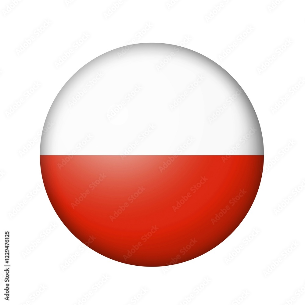 The Polish flag. Round matte icon. Isolated on white background The Polish flag. Round matte icon. Isolated on white background