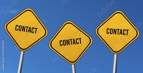 Canvastavla Contact, yellow signs with blue sky