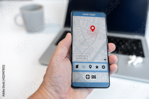 People locator app on smartphone. Remote track and follow in real time. GPS mobile phone application