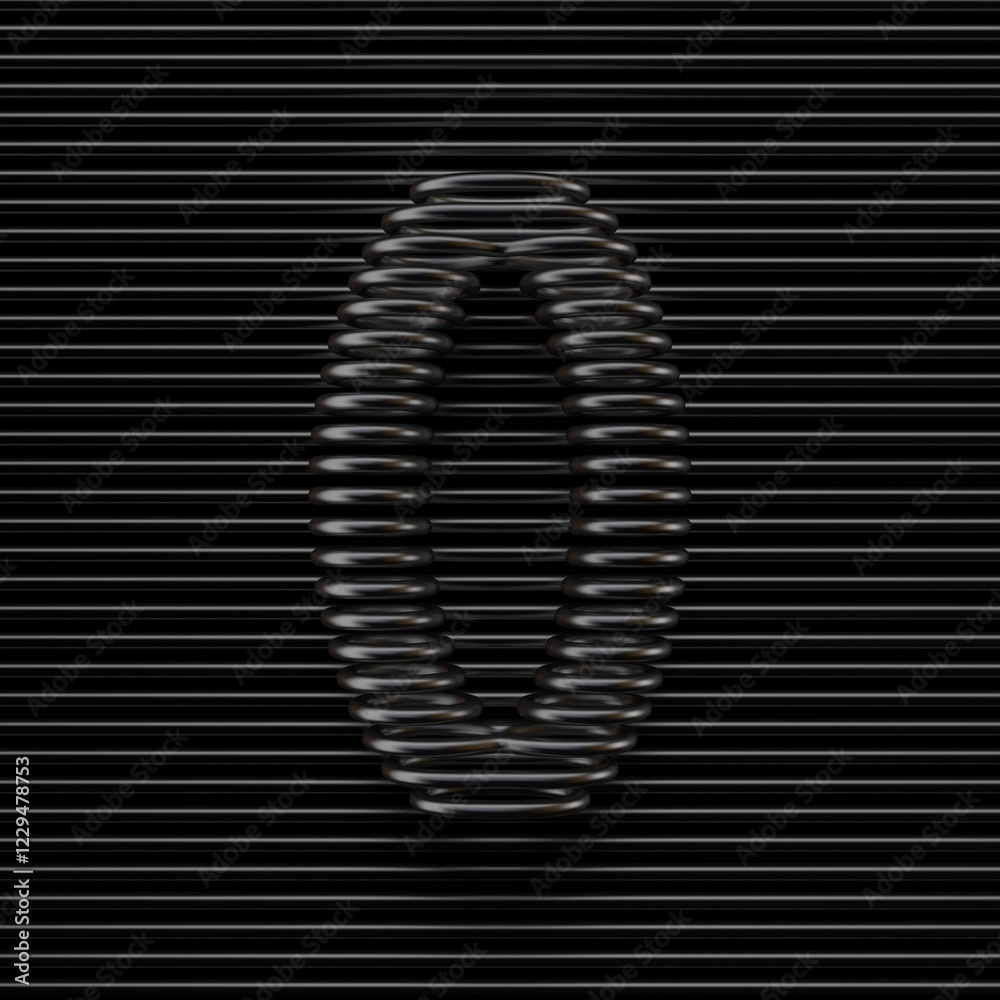 Black wire font Number 0 ZERO 3D