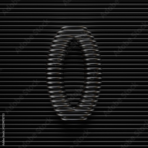 Obraz na płótnie Black wire font Number 0 ZERO 3D w salonie