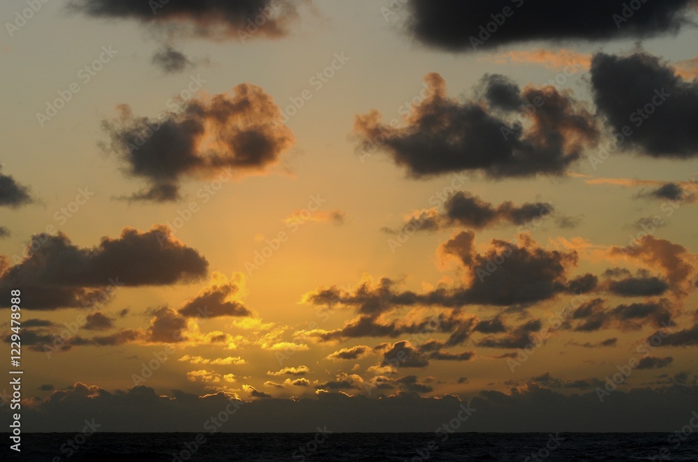 Fototapeta premium Clouded sky at the Atlantic Ocean, Fuerteventura, Canary Islands, Spain, Europe
