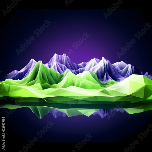 3D Low Poly Mountains Refle...