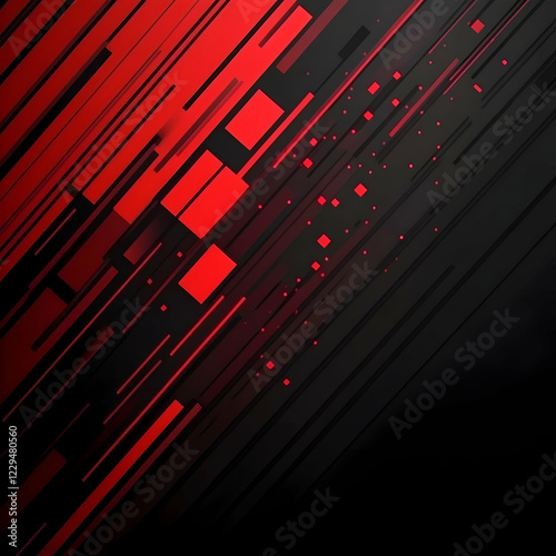 Abstract Red and Black Diag...