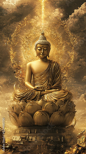 Lord buddha. Buddha statue wallpaper illustration.