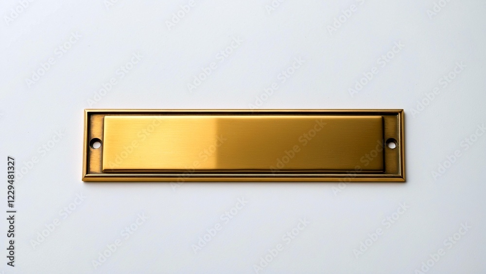 Close up of blank brass nameplate on white background Close up of blank brass nameplate on white background