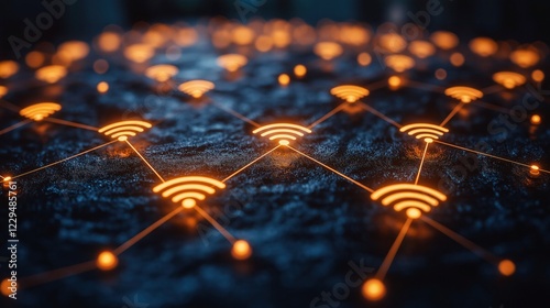 conceptual globe with interconnected wi-fi symbols representing global internet access and digital connectivity