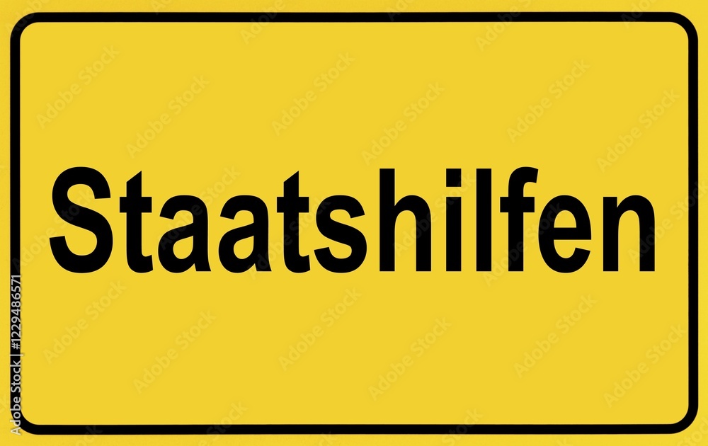 Sign city limits, symbolic image for the start of government aid Sign city limits, symbolic image for the start of government aid