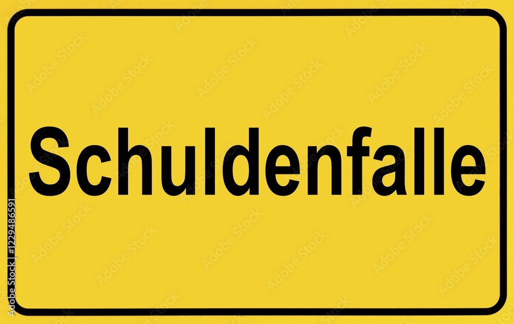 Sign city limits, symbolic image for the beginning of a debt trap