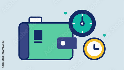 Time Lock A wallet next to a clock timer suggesting the concept of timelock smart contracts that delay access until a specified time to enhance security.