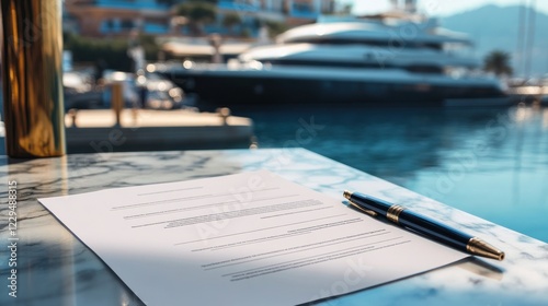 Wallpaper Mural Luxury Yacht Deal Signing: Contract and Pen by the Marina Torontodigital.ca