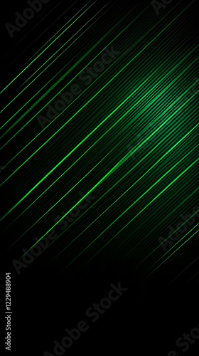 Abstract Background with Diagonal Green Lines on Black, Modern and Dynamic Design