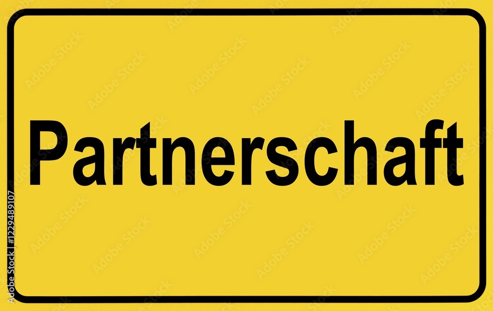 Sign city limits, symbolic image for the start of a partnership Sign city limits, symbolic image for the start of a partnership
