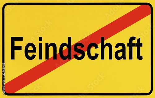Sign city limits, symbolic image for the end of enmity