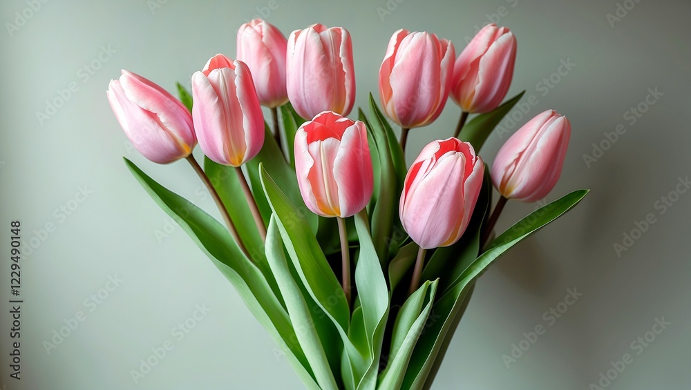 Naklejka premium Delicate pink tulip bouquet in soft natural light