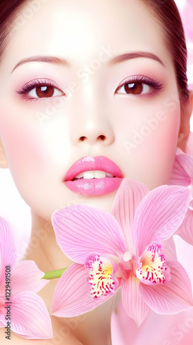 Beautiful Woman with Pink O...
