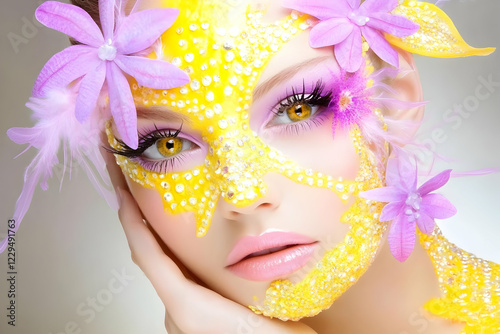 Beautiful Woman with Yellow...