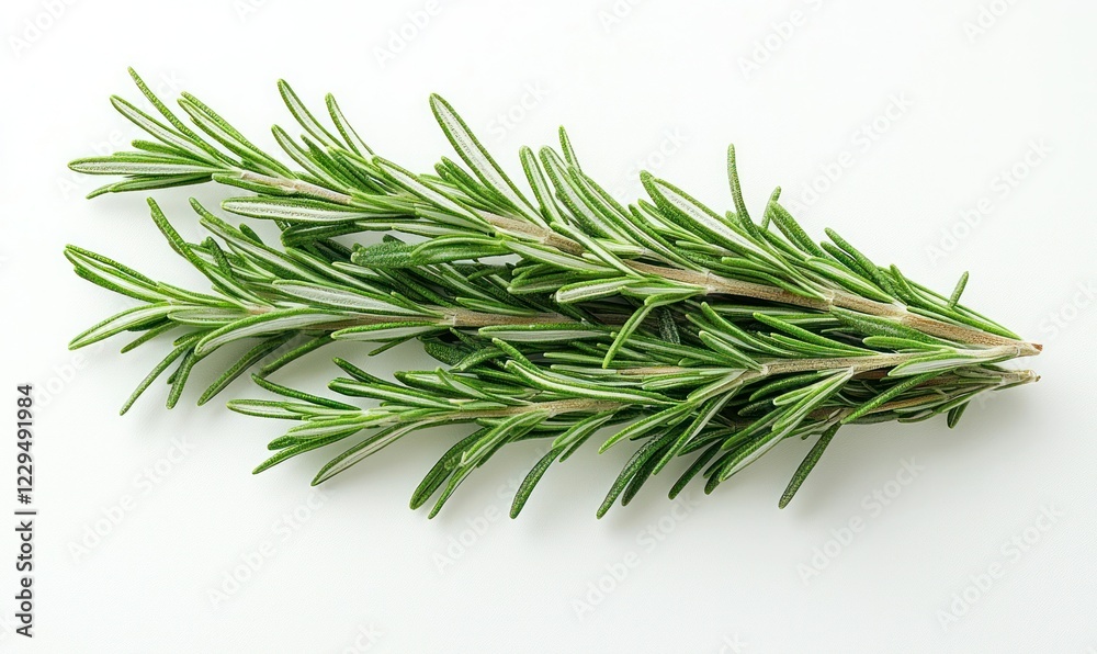 Fototapeta premium Fresh rosemary sprigs on white background for culinary use (1)