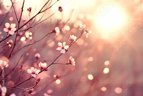 Pink blossoms bloom gently ...