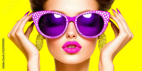 Glamorous Woman Wears Purpl...