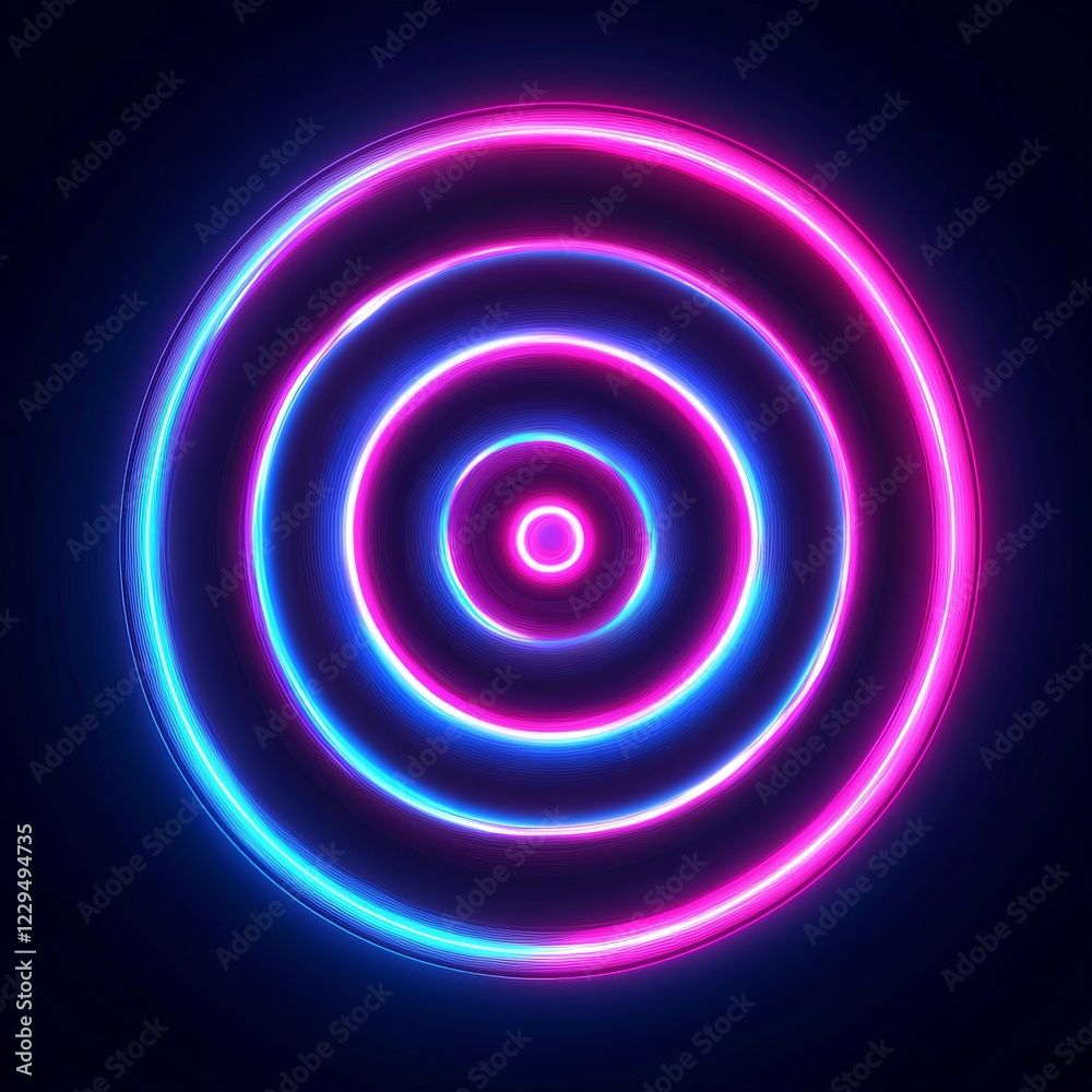 Bright neon circles in blue and pink on a dark background, forming a dynamic and futuristic abstract pattern. Bright neon circles in blue and pink on a dark background, forming a dynamic and futuristic abstract pattern.