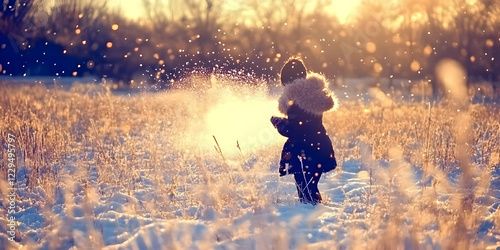 Child Throws Snow in Air at...
