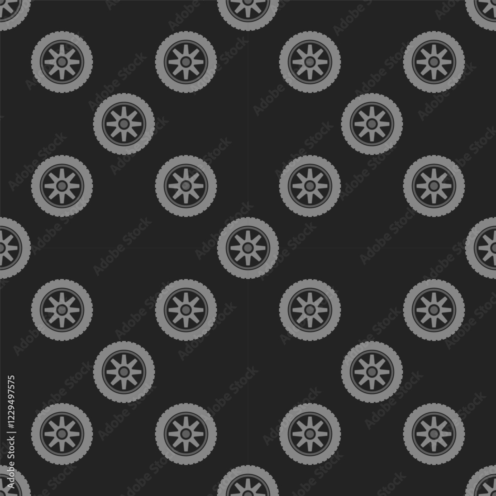 Sports wheel vector seamless pattern. Racing tire and rim vector background Sports wheel vector seamless pattern. Racing tire and rim vector background