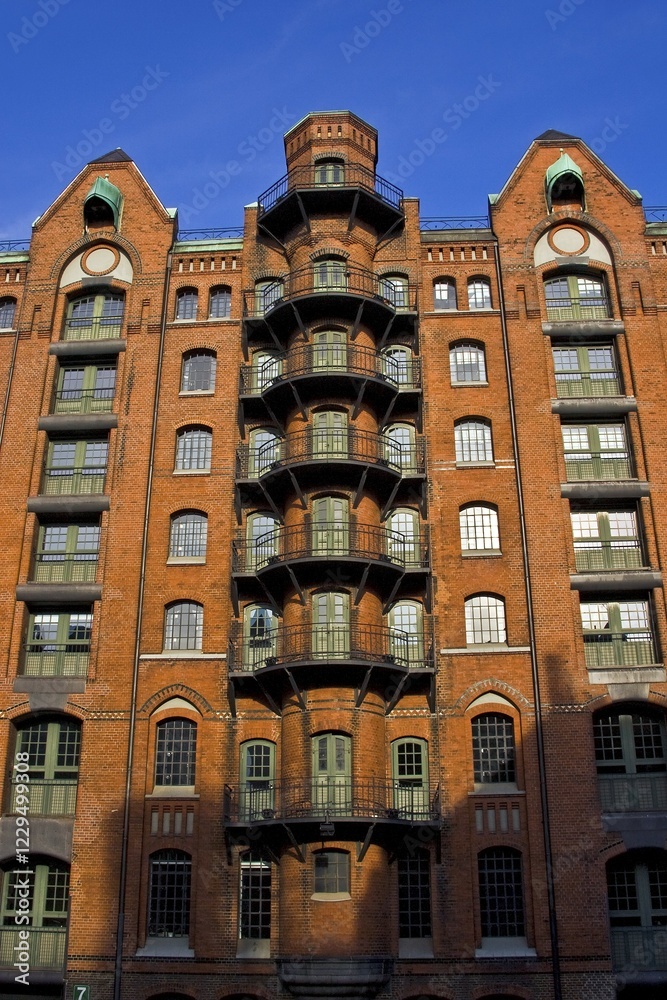 Fototapeta premium Old storehouses in the Speicherstadt warehouse district of Hamburg, Germany, Europe