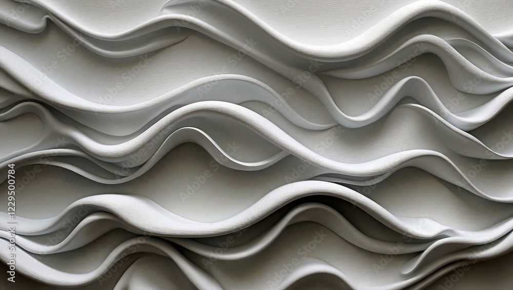 Fototapeta premium Elegant flowing waves on textured white fabric