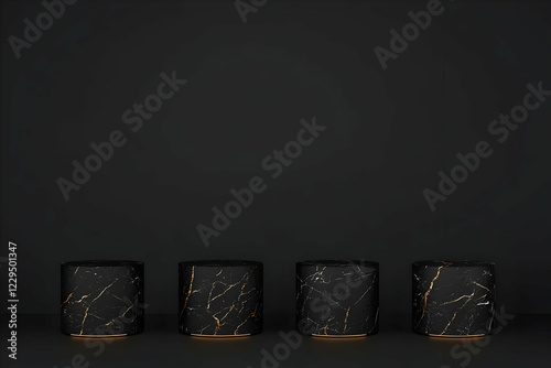 Four Black Marble Cylinder ...