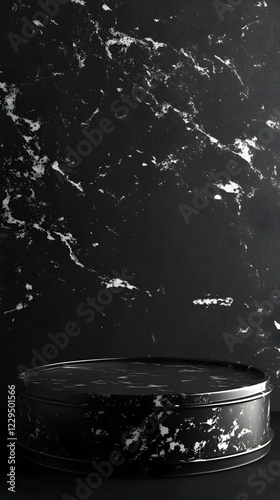 Black marble podium stands ...