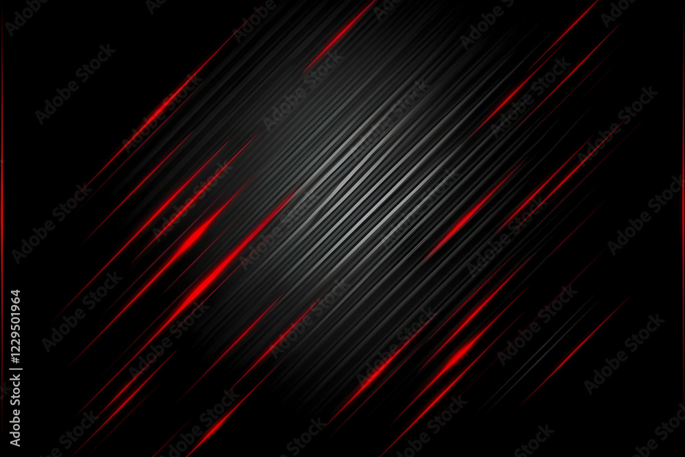 Fototapeta premium Abstract Red Light Streaks on Dark Diagonal Stripes Background Design Element