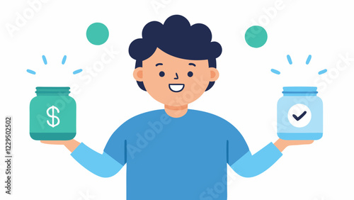 Understanding Interest An illustration of a teen holding two jars labeled Savings and Interest with arrows showing how money grows in the savings jar over time.