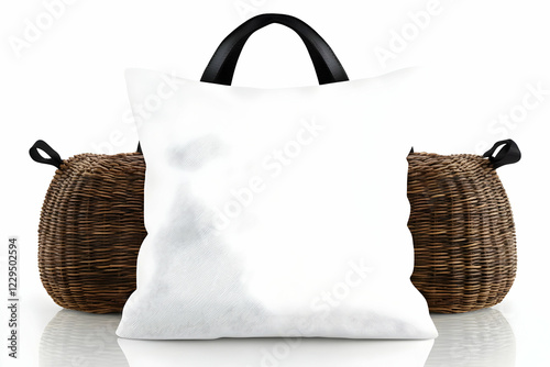 White Blank Pillow Mockup w...