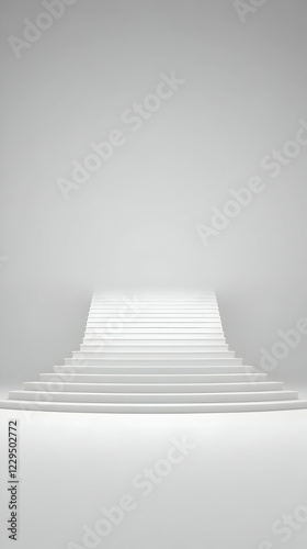 White Minimalist Staircase Ascends in an Empty Room in the building