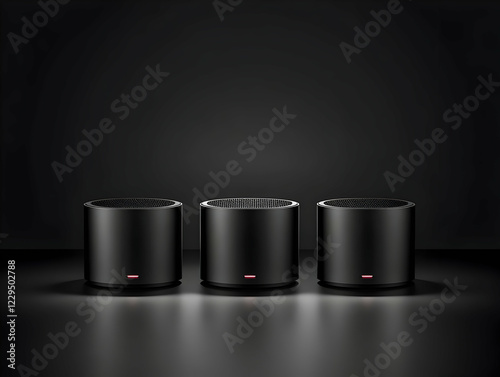 Three Black Cylindrical Spe...