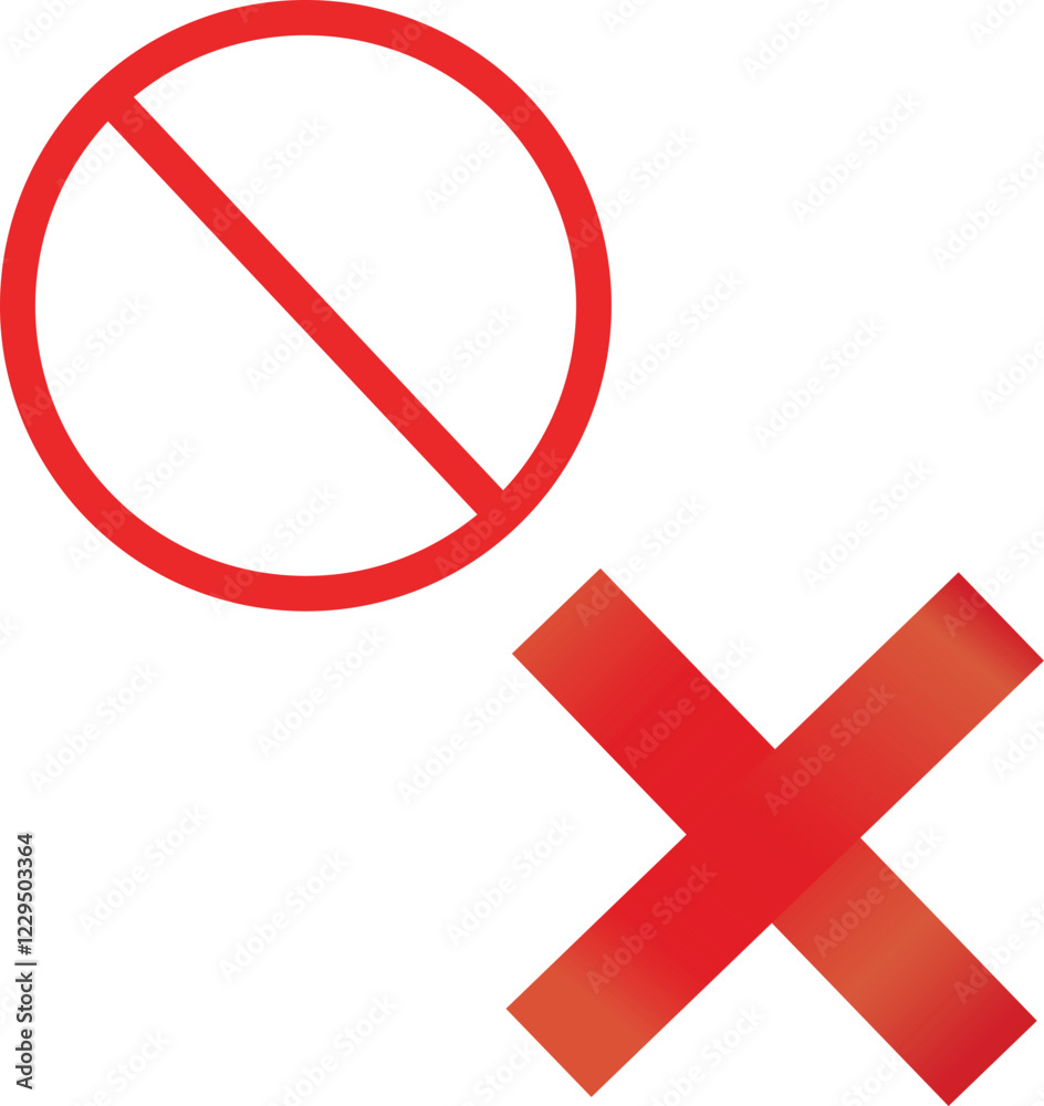 Obraz premium 3d red cross mark Red Cross Mark No Sign Symbol Ban Icon Vector Illustration Red Cross 3d And Ban Sign Symbol