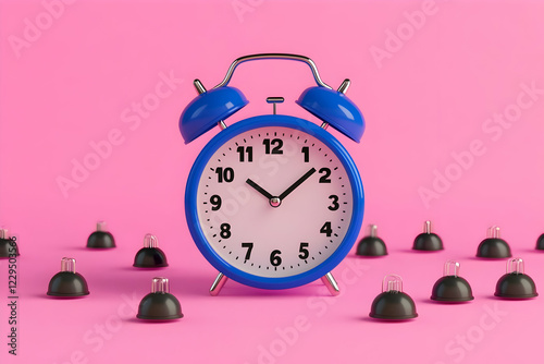 Blue Alarm Clock Stands Amo...