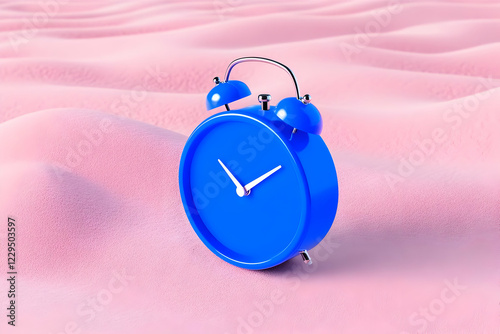 Blue Alarm Clock Rests on a...