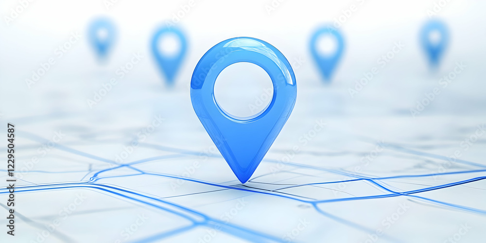 3D Location Pin Marks a Spot on a Stylized Map Clearly Indicating a Destination Precisely 3D Location Pin Marks a Spot on a Stylized Map Clearly Indicating a Destination Precisely