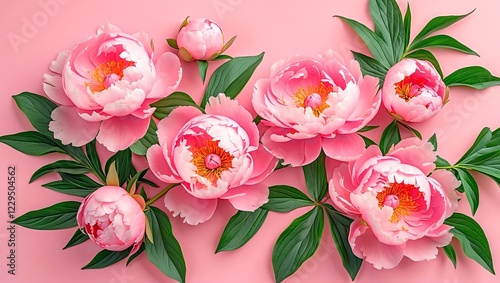 Elegant pink peonies against soft pastel background