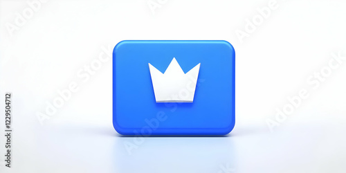 3D White Crown Icon on a Bl...