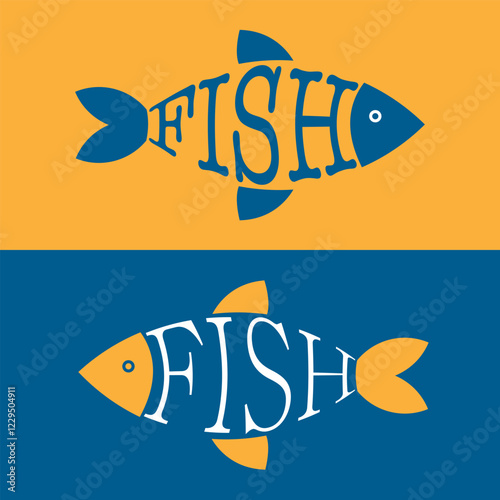 Fish icon design logo template. Fish, seafood fishing industry logo for food packaging. Icon of Seafood Restaurant, Fish market concept. Vector eps 10