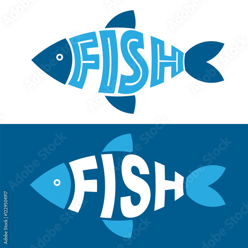Fish icon design logo template. Fish, seafood fishing industry logo for food packaging. Icon of Seafood Restaurant, Fish market concept. Vector eps 10
