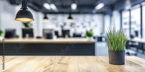 Empty Wooden Table with Pla...