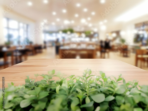 Empty Wooden Table Top with...