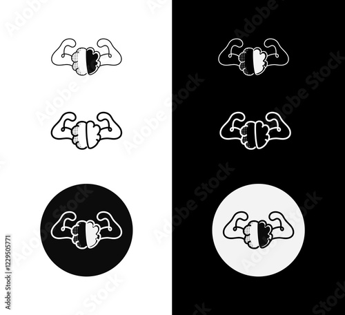 Mental Strength Icon – Monoline Custom Hand-Drawn Style with Editable Stroke. Resilience and Emotional Intelligence Illustration.