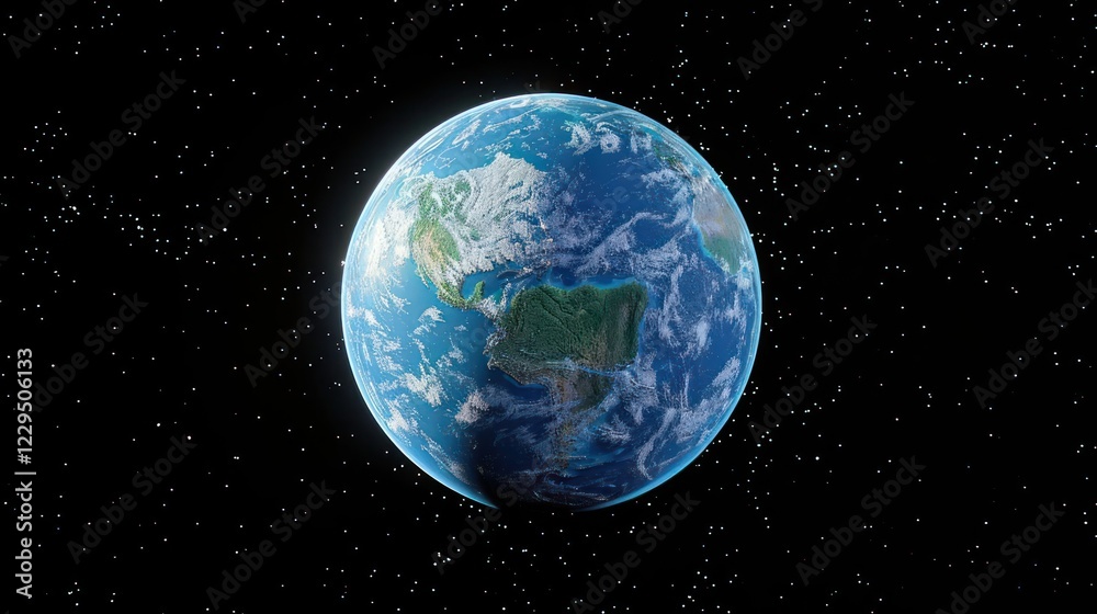 Stunning view of Earth from space showcasing continents, oceans, and starry background (1) Stunning view of Earth from space showcasing continents, oceans, and starry background (1)