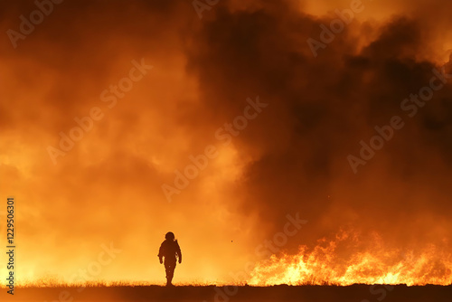 Silhouetted Figure Walks To...